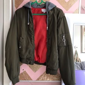 Green jacket with hoodie